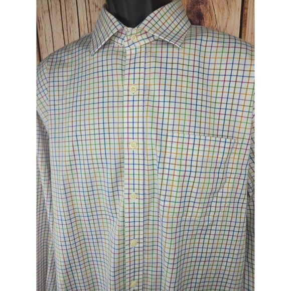 Peter Millar Mens Nanoluxe Dress Shirt XL Gingham Cotton - Picture 3 of 6